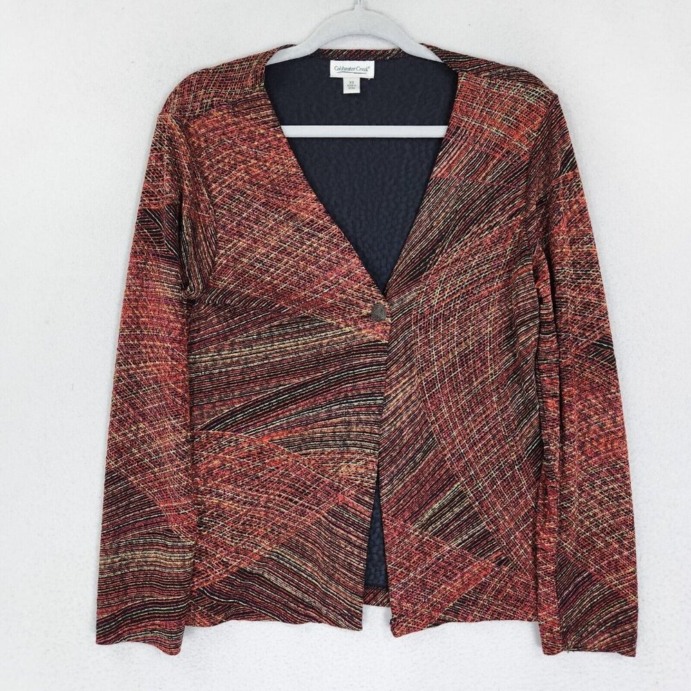 Coldwater Creek Sweater Womens XS Orange Pink Colorful Lightweight Cardigan